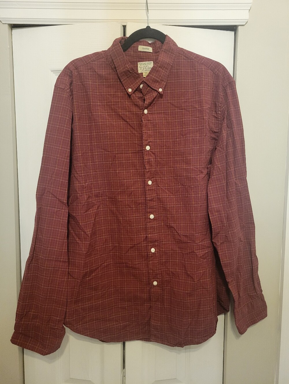 J. Crew Men's Burgundy Plaid XL  Button-Down Shirt